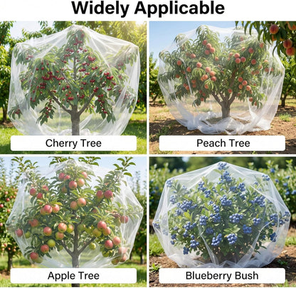 6.5x6.5x6.5Ft Fruit Tree Netting Cover Zipper Drawstring Garden Pest Mesh