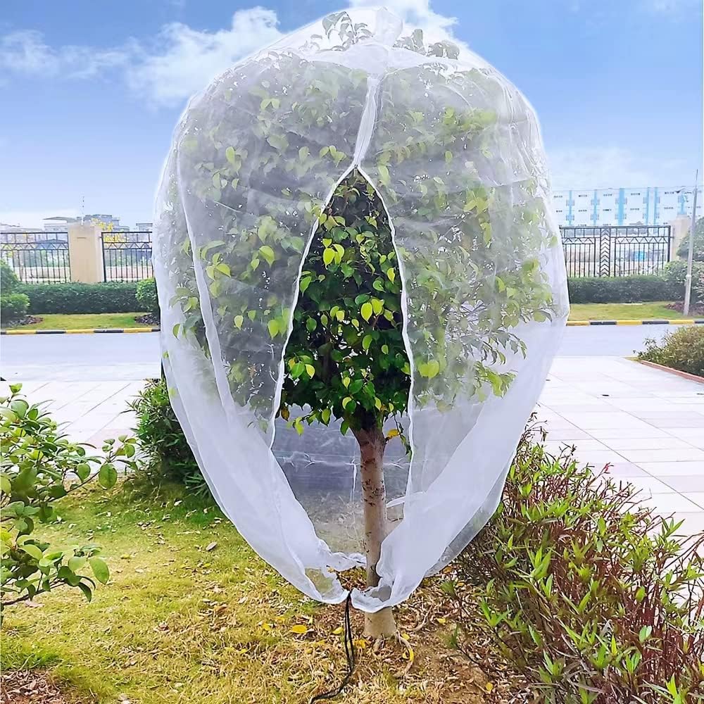 6.5x6.5x6.5Ft Fruit Tree Netting Cover Zipper Drawstring Garden Pest Mesh