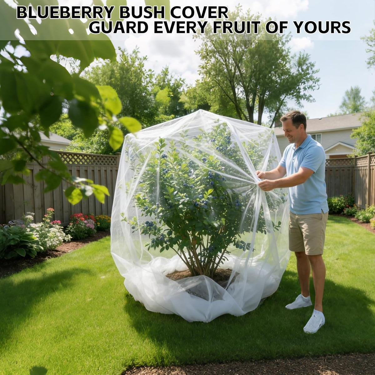 6.5x6.5x6.5Ft Fruit Tree Netting Cover Zipper Drawstring Garden Pest Mesh