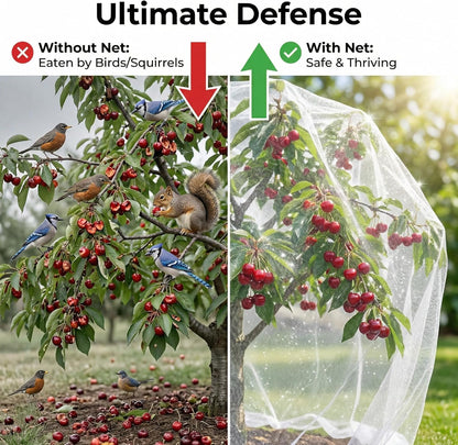 6.5x6.5x6.5Ft Fruit Tree Netting Cover Zipper Drawstring Garden Pest Mesh