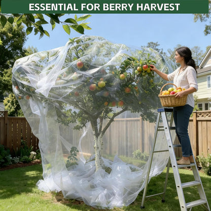 6.5x6.5x6.5Ft Fruit Tree Netting Cover Zipper Drawstring Garden Pest Mesh