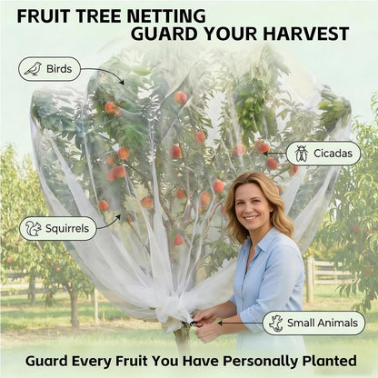 6.5x6.5x6.5Ft Fruit Tree Netting Cover Zipper Drawstring Garden Pest Mesh