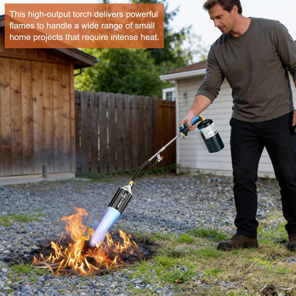 Propane Torch Weed Burner Kit,Heavy Duty High Output Blow Torch with 1 lb Propane Cylinder Adapter & 10FT Hose,Flamethrower with Turbo Trigger for Weeding,Roofing,Ice Melting,Road Marking(33")
