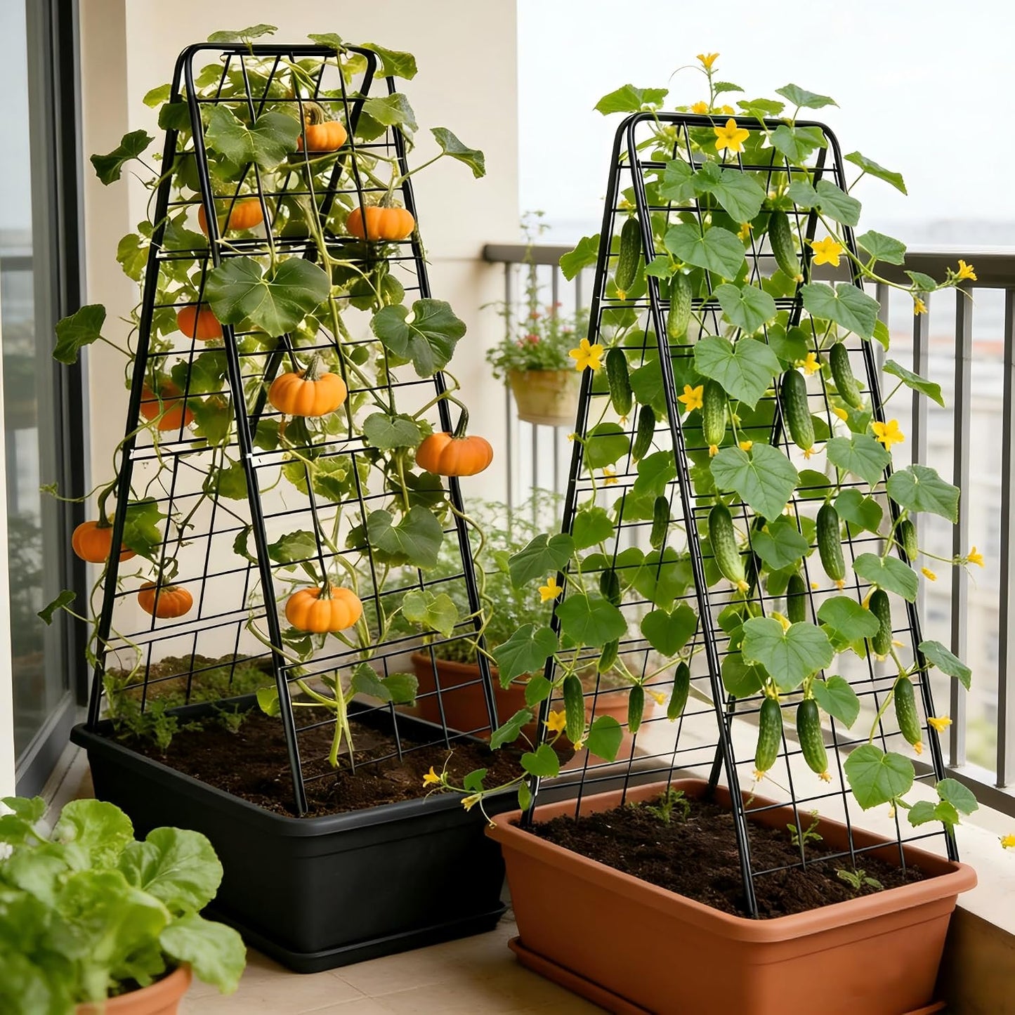 Garden Trellis for Cucumbers, 50 x 16 Inch Adjustable A-Frame Plant Support for Climbing Plants Outdoor, Vegetable, Flowers, Heavy Duty 1cm Metal Vegetable Trellis for Backyard, Raised Bed, Patio