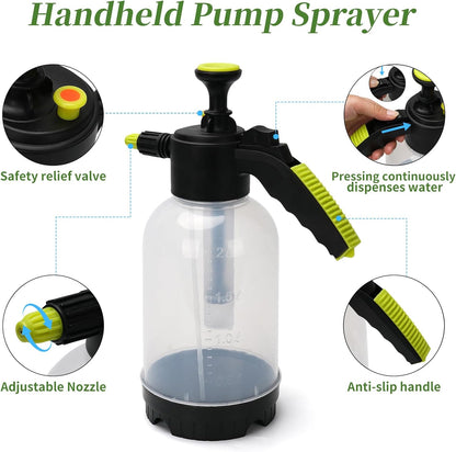 2L Handheld Pump Sprayer with 24.4 Inch Telescopic Wand for Plants