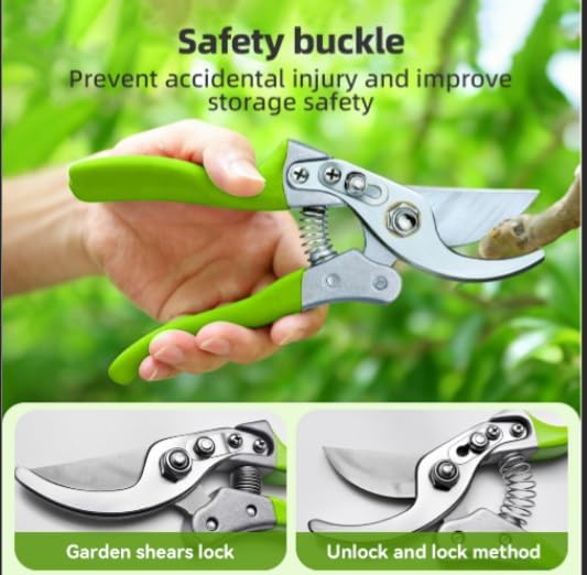 Green Pruning Shears for Your Interest or work - Clean Cut for Roses, Flowers & Vegetable Harvesting SK5 Bypass Garden Clippers with Rotating Handle, 1-Pack Forest Green