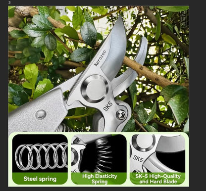 Green Pruning Shears for Your Interest or work - Clean Cut for Roses, Flowers & Vegetable Harvesting SK5 Bypass Garden Clippers with Rotating Handle, 1-Pack Forest Green