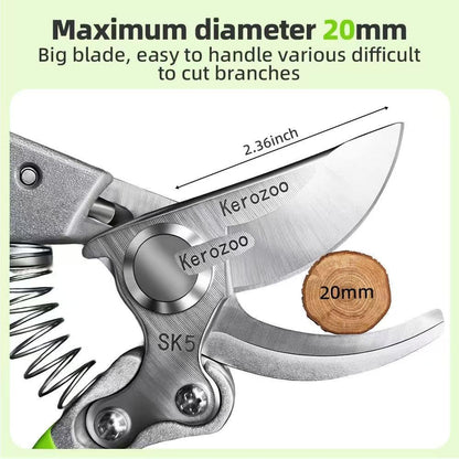 Green Pruning Shears for Your Interest or work - Clean Cut for Roses, Flowers & Vegetable Harvesting SK5 Bypass Garden Clippers with Rotating Handle, 1-Pack Forest Green