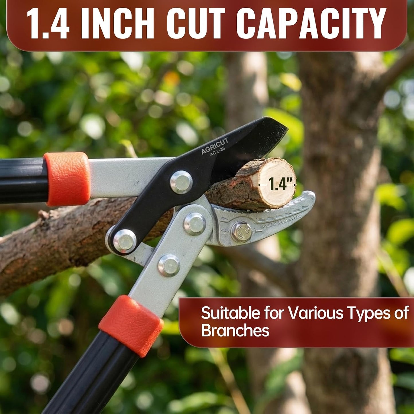 21" Garden Loppers Anvil - Loppers for Tree Trimming Heavy duty 1.5" Cut Capacity Branch Cutter with Sharp High Carbon Steel Blade for Cutting Branches