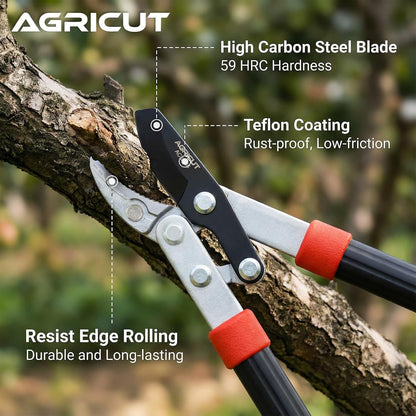 21" Garden Loppers Anvil - Loppers for Tree Trimming Heavy duty 1.5" Cut Capacity Branch Cutter with Sharp High Carbon Steel Blade for Cutting Branches