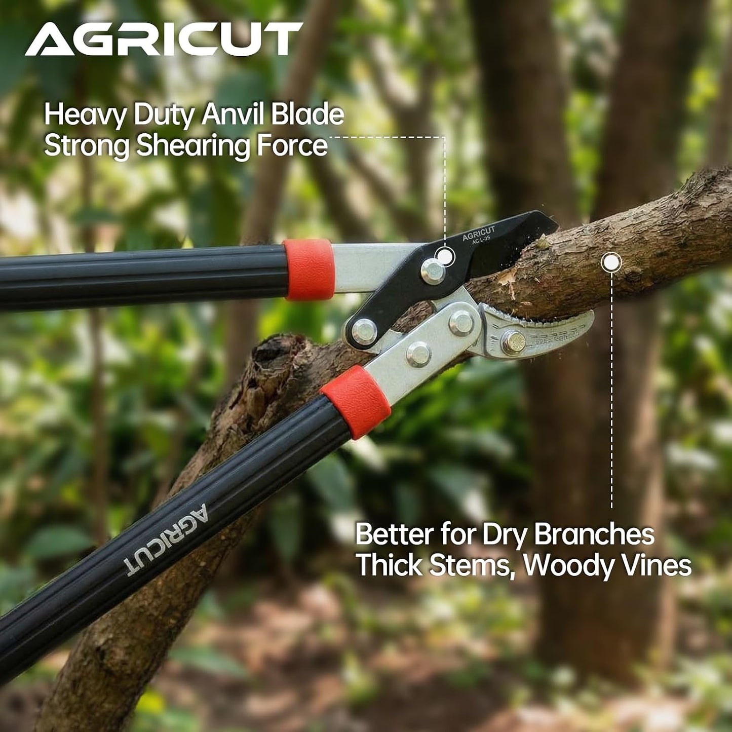 21" Garden Loppers Anvil - Loppers for Tree Trimming Heavy duty 1.5" Cut Capacity Branch Cutter with Sharp High Carbon Steel Blade for Cutting Branches