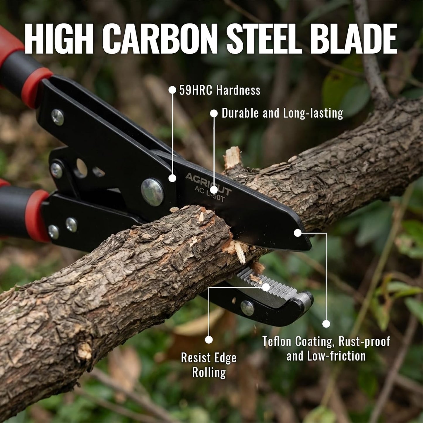 21" Garden Loppers Anvil - Loppers for Tree Trimming Heavy duty 1.5" Cut Capacity Branch Cutter with Sharp High Carbon Steel Blade for Cutting Branches