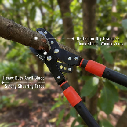 21" Garden Loppers Anvil - Loppers for Tree Trimming Heavy duty 1.5" Cut Capacity Branch Cutter with Sharp High Carbon Steel Blade for Cutting Branches