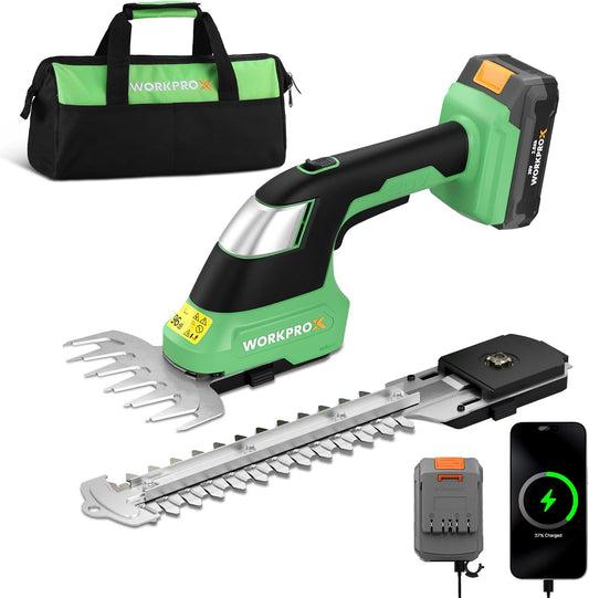 WORKPROX 20V Cordless Grass Shear & Shrubbery Trimmer, Green