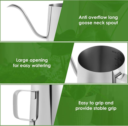 Small Stainless Steel Watering Can for Indoor Plants, 12oz/350ml Mini Plant Watering Pot with Long Spout & Ergonomic Handle for Houseplants, Succulents & Bonsai