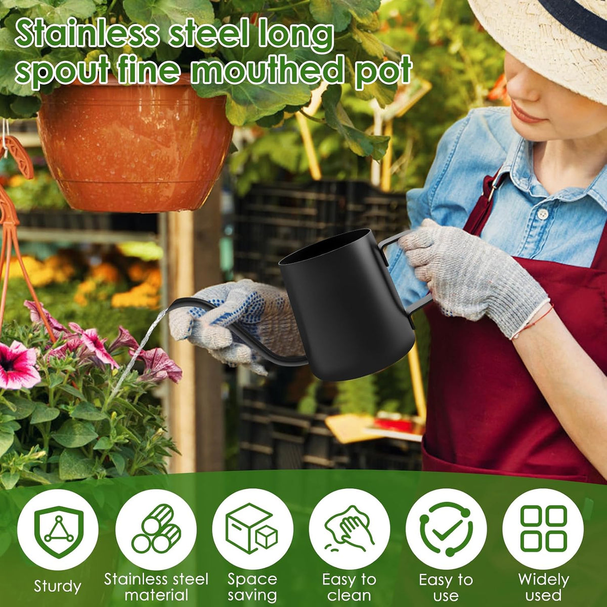 Small Stainless Steel Watering Can for Indoor Plants, 12oz/350ml Mini Plant Watering Pot with Long Spout & Ergonomic Handle for Houseplants, Succulents & Bonsai