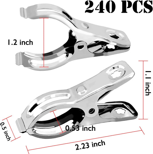 Upgraded 240 PCS Garden Clips, Greenhouse Clamps 100% Stainless Steel Heavy Duty Greenhuose Clips for Netting - Strong Grip to Hold Down Shade Cloth or Plant Cover on Garden Greenhouse Hoops