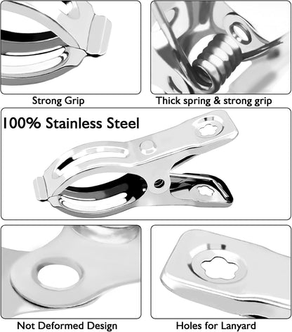 Upgraded 240 PCS Garden Clips, Greenhouse Clamps 100% Stainless Steel Heavy Duty Greenhuose Clips for Netting - Strong Grip to Hold Down Shade Cloth or Plant Cover on Garden Greenhouse Hoops