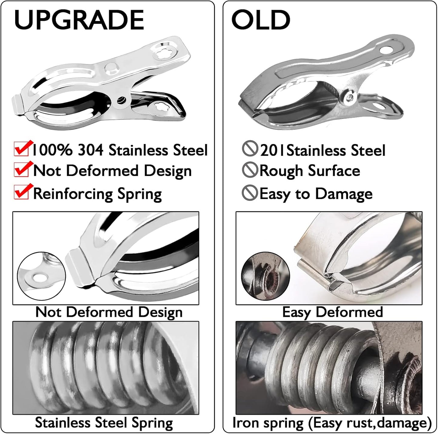 Upgraded 240 PCS Garden Clips, Greenhouse Clamps 100% Stainless Steel Heavy Duty Greenhuose Clips for Netting - Strong Grip to Hold Down Shade Cloth or Plant Cover on Garden Greenhouse Hoops