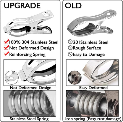Upgraded 240 PCS Garden Clips, Greenhouse Clamps 100% Stainless Steel Heavy Duty Greenhuose Clips for Netting - Strong Grip to Hold Down Shade Cloth or Plant Cover on Garden Greenhouse Hoops