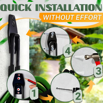 Hose Hook for Outside, 5.7" Heavy-Duty Steel Wall Mount (Black)