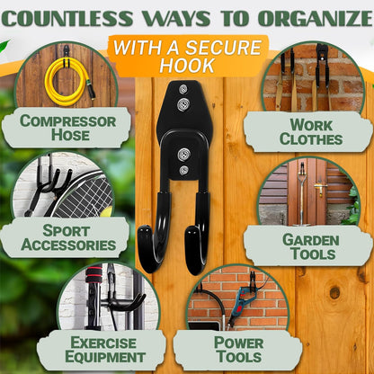 Hose Hook for Outside, 5.7" Heavy-Duty Steel Wall Mount (Black)