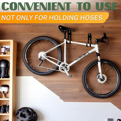 Hose Hook for Outside, 5.7" Heavy-Duty Steel Wall Mount (Black)