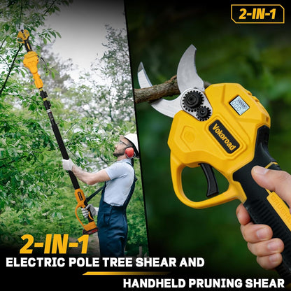 2-in-1 Electric Pruning Shears Cordless for DeWALT 20V MAX Battery, Electric Power Pruner Max 1.5" Cutting Diameter 14.7FT Reach w/Extension Pole, Brushless Tree Pruner for Branch Trimming(Tool Only)