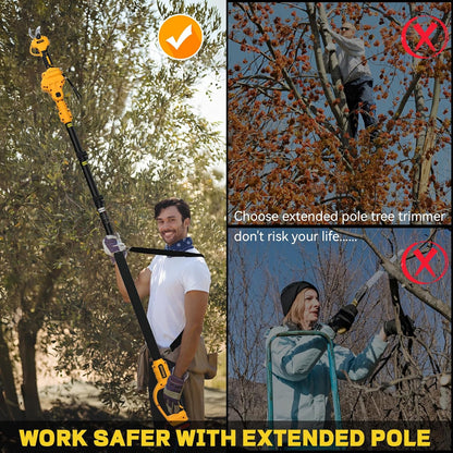 2-in-1 Electric Pruning Shears Cordless for DeWALT 20V MAX Battery, Electric Power Pruner Max 1.5" Cutting Diameter 14.7FT Reach w/Extension Pole, Brushless Tree Pruner for Branch Trimming(Tool Only)