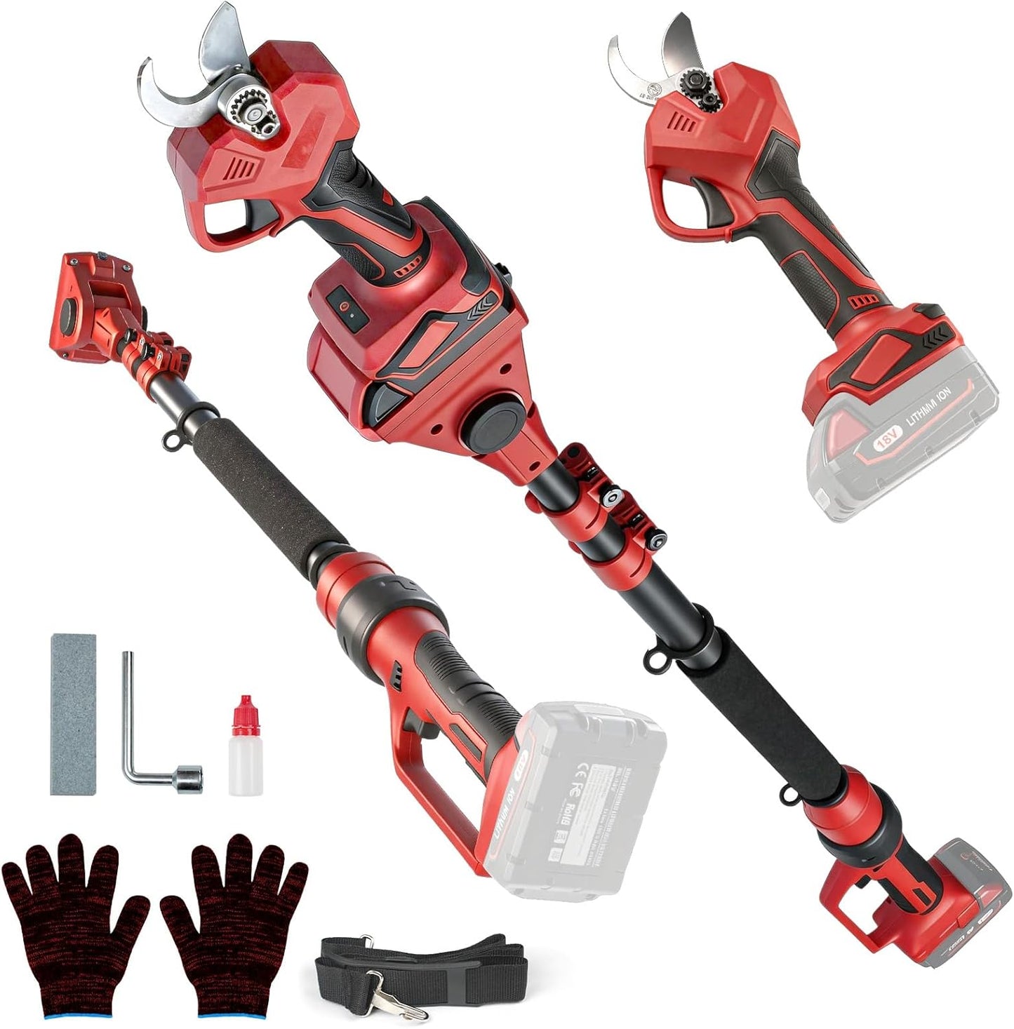 2-in-1 Electric Pruning Shears Cordless for DeWALT 20V MAX Battery, Electric Power Pruner Max 1.5" Cutting Diameter 14.7FT Reach w/Extension Pole, Brushless Tree Pruner for Branch Trimming(Tool Only)