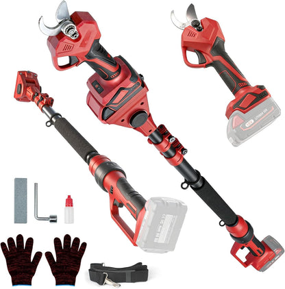2-in-1 Electric Pruning Shears Cordless for DeWALT 20V MAX Battery, Electric Power Pruner Max 1.5" Cutting Diameter 14.7FT Reach w/Extension Pole, Brushless Tree Pruner for Branch Trimming(Tool Only)