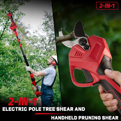 2-in-1 Electric Pruning Shears Cordless for DeWALT 20V MAX Battery, Electric Power Pruner Max 1.5" Cutting Diameter 14.7FT Reach w/Extension Pole, Brushless Tree Pruner for Branch Trimming(Tool Only)