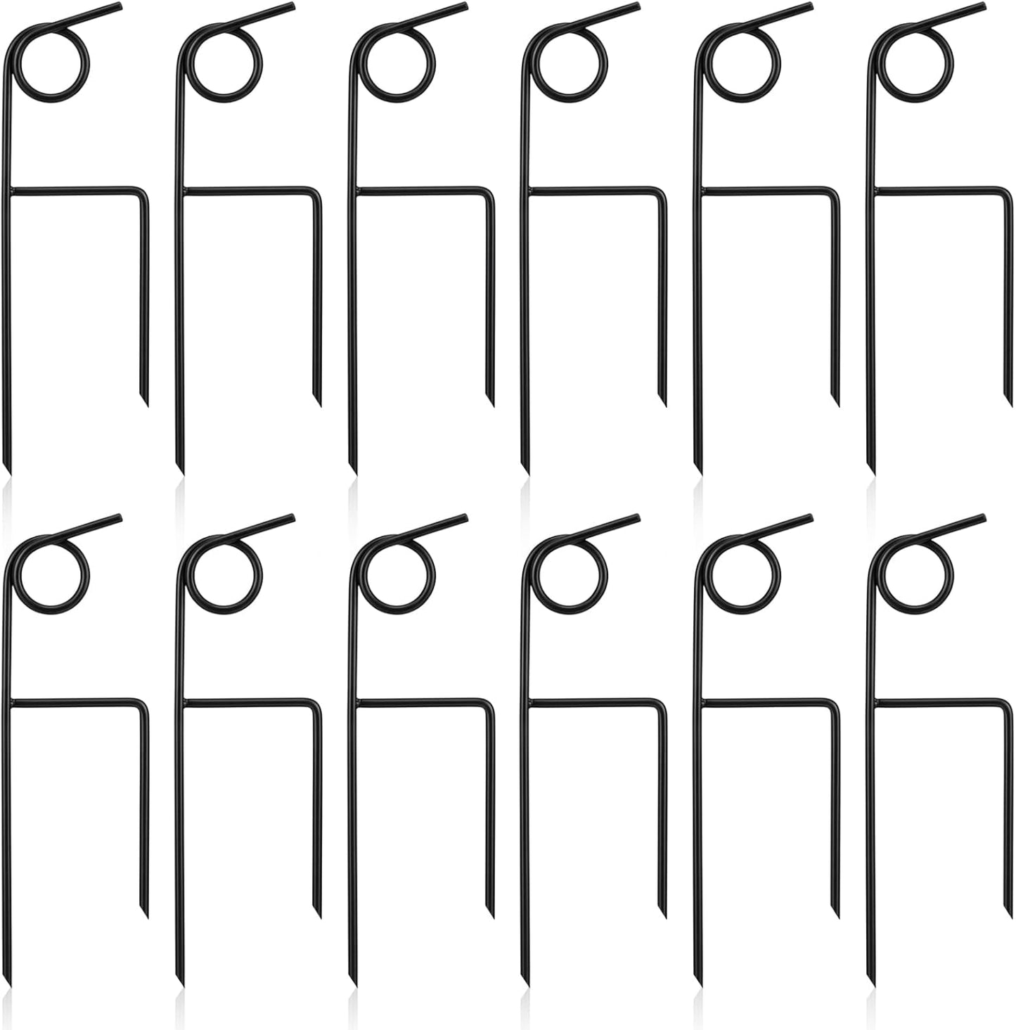 12 Pcs Plant Garden Hose Guide 16 Inch Metal Plant Protector Stakes Rustproof Coated Iron Garden Hose Guide Spike for Lawn Yard Flower Protection(Black)