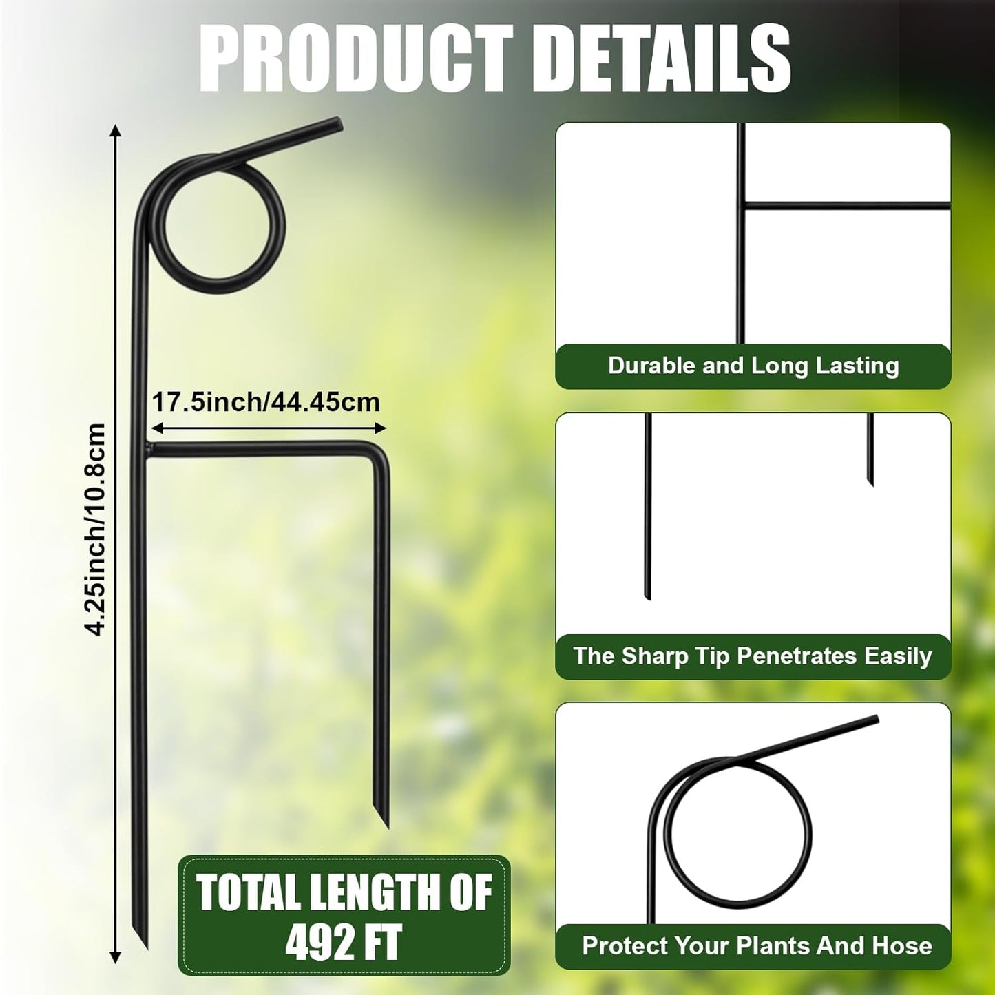 12 Pcs Plant Garden Hose Guide 16 Inch Metal Plant Protector Stakes Rustproof Coated Iron Garden Hose Guide Spike for Lawn Yard Flower Protection(Black)