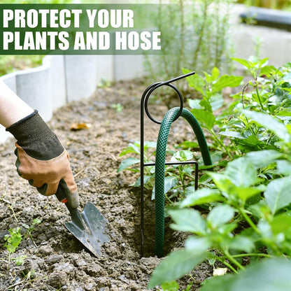 12 Pcs Plant Garden Hose Guide 16 Inch Metal Plant Protector Stakes Rustproof Coated Iron Garden Hose Guide Spike for Lawn Yard Flower Protection(Black)