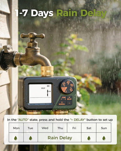 4 Zone Sprinkler Timer with Brass Inlet, Large Display