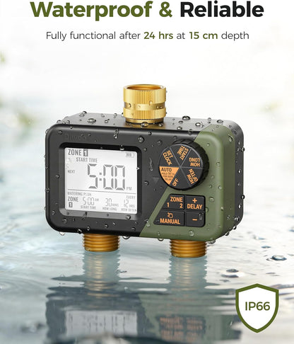 4 Zone Sprinkler Timer with Brass Inlet, Large Display