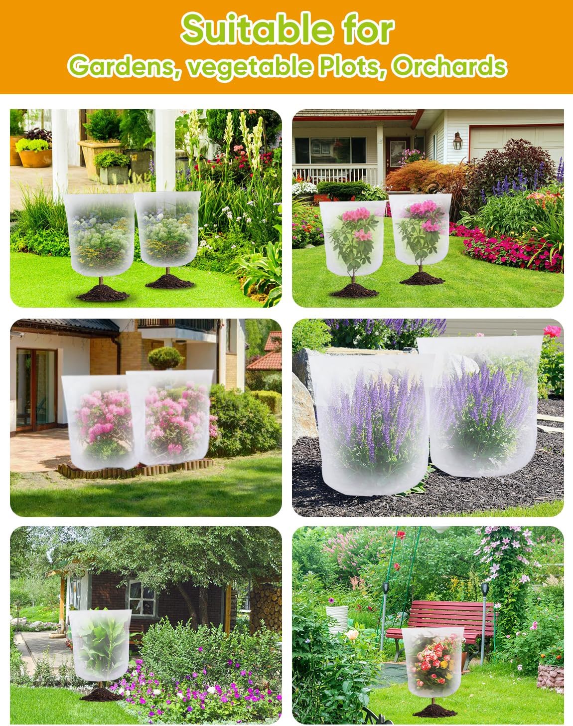 Bird Netting for Blueberry Bushes - 6Pcs Garden Netting Pest Barrier with Drawstring,Garden Plant for Vegetables Fruits Tree Cicada Netting for Trees (6,32x32inch/6PACK)