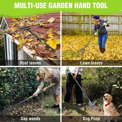 Rake, Small Rake for Leaves with 72” Adjustable Long Handle