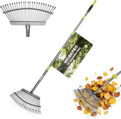 Rake, Small Rake for Leaves with 72” Adjustable Long Handle