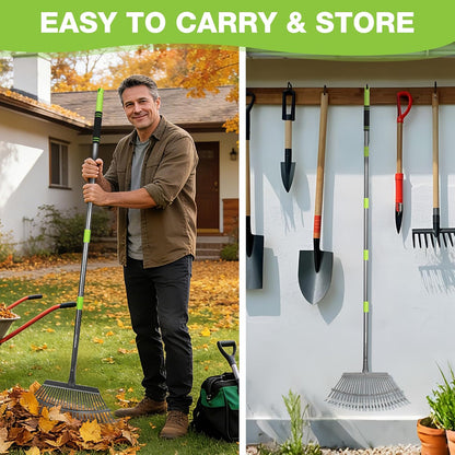 Rake, Small Rake for Leaves with 72” Adjustable Long Handle
