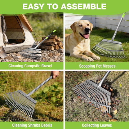 Rake, Small Rake for Leaves with 72” Adjustable Long Handle