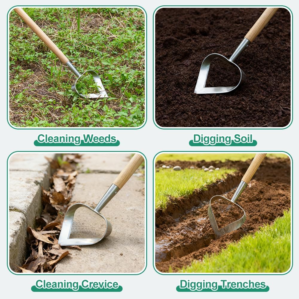 Hoe Garden Tool, Heavy Duty 61.2" Weeding Hoes for Gardening