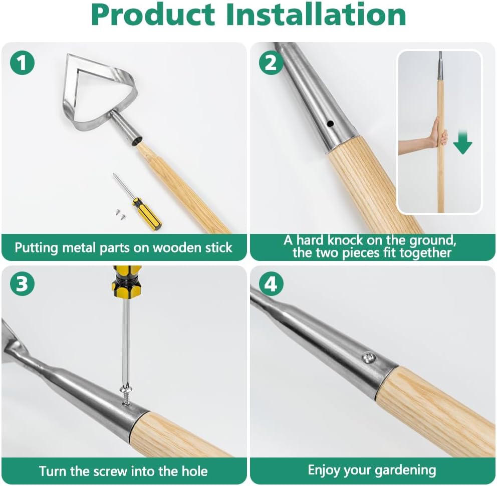 Hoe Garden Tool, Heavy Duty 61.2" Weeding Hoes for Gardening