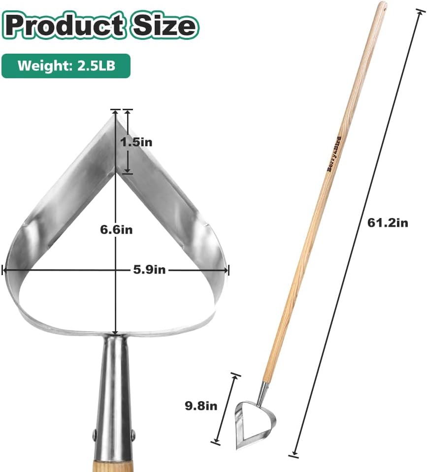 Hoe Garden Tool, Heavy Duty 61.2" Weeding Hoes for Gardening
