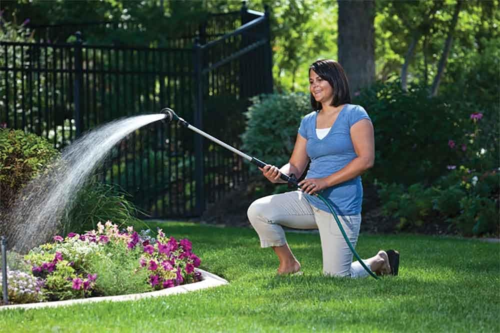 36” Watering Wand with 9 Pattern Adjustable Nozzle - Heavy Duty Aluminum Extension for Garden Hose - Long Watering for Garden Basket or Plants - Brass Leak Free - Ergo Foam Grip