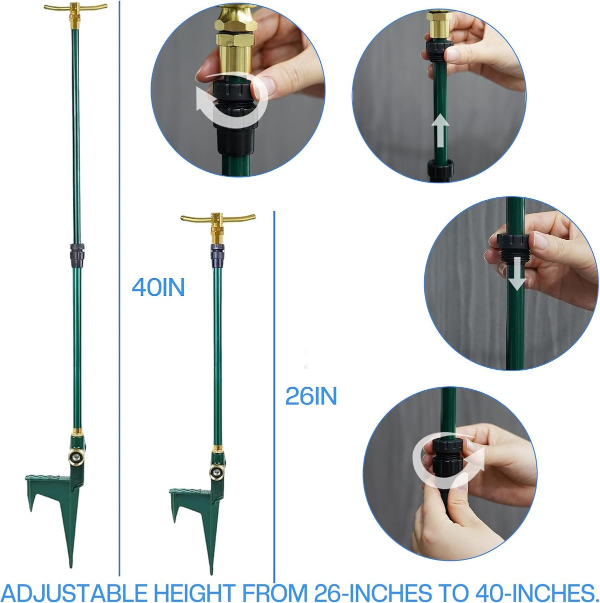 2 Pack 3-Arm Garden Sprinkler, High-Rise Lawn Sprinkler with Adjustable Telescoping Rod and Spike Base, 360 Degree Rotation Irrigation Tool for Large Area Yard Lawn Garden