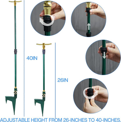 2 Pack 3-Arm Garden Sprinkler, High-Rise Lawn Sprinkler with Adjustable Telescoping Rod and Spike Base, 360 Degree Rotation Irrigation Tool for Large Area Yard Lawn Garden