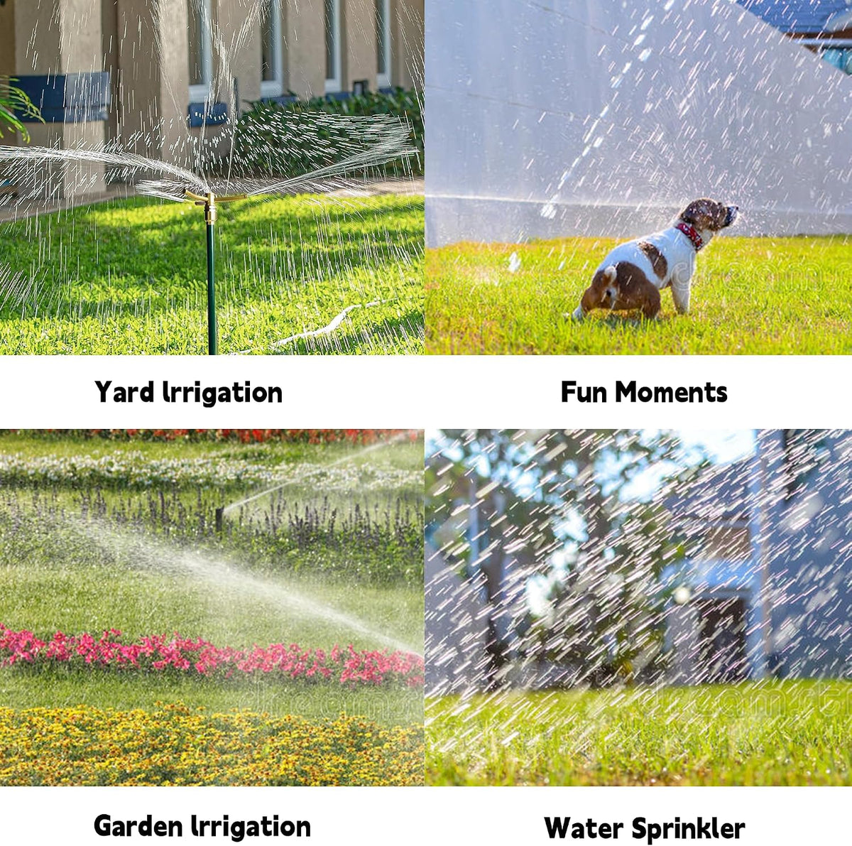 2 Pack 3-Arm Garden Sprinkler, High-Rise Lawn Sprinkler with Adjustable Telescoping Rod and Spike Base, 360 Degree Rotation Irrigation Tool for Large Area Yard Lawn Garden
