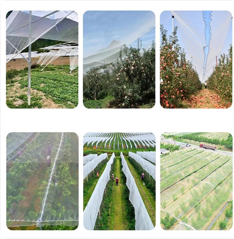 Anti Hail Netting for Garden Heavy Duty, HDPE Hail Protection Net White, Floating Row Cover for Plants Orchards,Farms - Reusable, 5 mm Hole, Customizable Size(14 x 100 m/45.9 x 328.1 ft) - Colors A